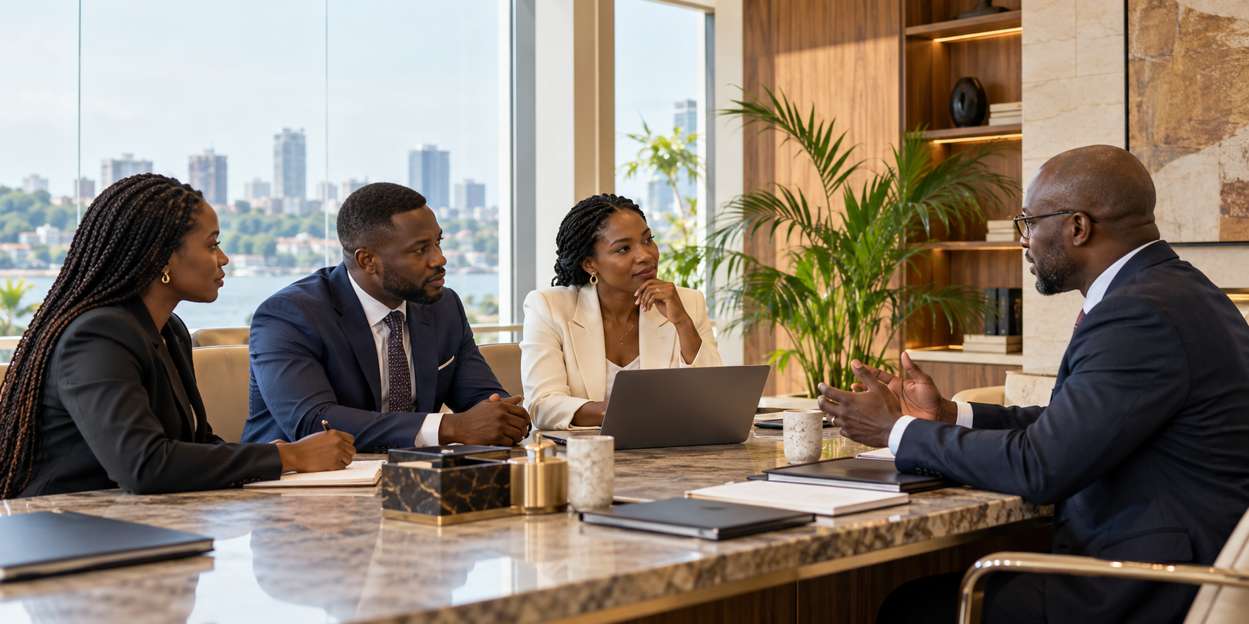 Cameroonian business professionals in consultation